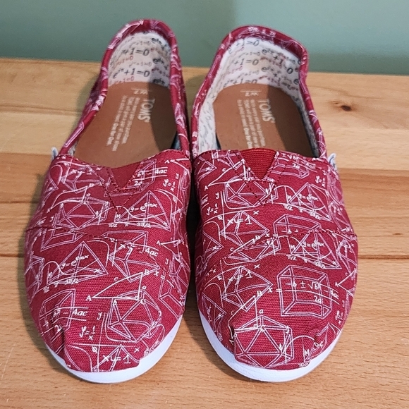 Toms NEW Classic‎ Limited Edition Geometry Print Math Shoes Red Canvas sz 7 - Picture 3 of 9